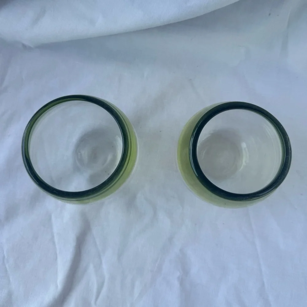 Green Handblown Lowball Cocktail Glasses